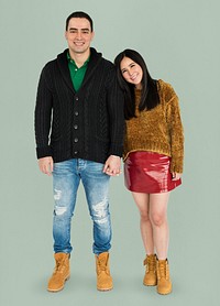 Cheerful Couple Studio Portraut Concept