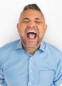 Adult Man Laughing Studio Concept