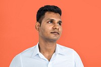 Indian Man Casual Standing Thinking Portrait Concept