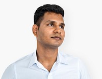 Indian Man Casual Standing Thinking Portrait Concept