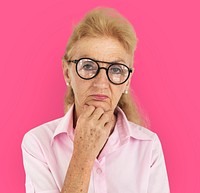 Asian Senior Woman Emotion Portrait Look Concept