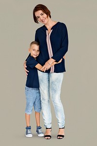 Mother Son Hugging Support Parent Child Concept