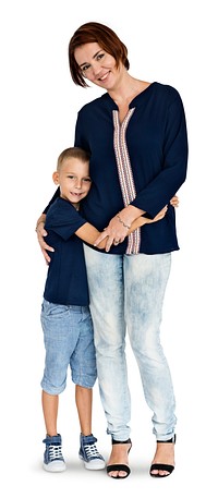 Mother Son Hugging Support Parent Child Concept