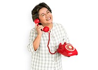 Lady Holding Red Telephone Concept