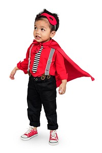 Young boy in a casual superhero costume