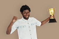 African Man Won Prize Reward Award Concept