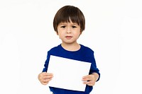 Confused boy holding a blank paper