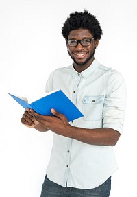 African Man Smiling Happiness Book Reading Concept