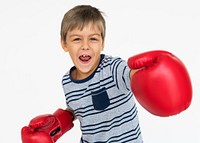 Little Boy Kid Adorable Cute Boxing Portrait Concept
