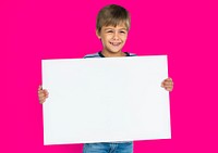 Little Boy Holding Placard Blank Concept