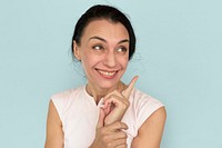 Women Adult Smile Pointing Concept