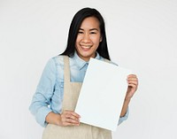 Asian Woman Smiling Happiness Apron Banner Copy Space Portrait Concept