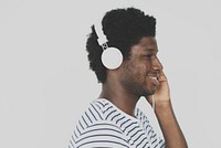 African Male Smiling Listening Music Concept