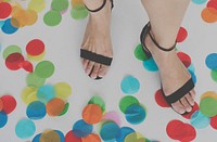 Foot Confetti Party Celebration Concept