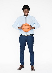 Businessman Smiling Happiness Basketball Portrait Concept