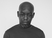 African American Adult Man Thoughtful Portrait Concept