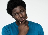 African American Adult Man Thoughtful Portrait Concept