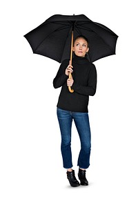 Woman Curious Awareness Umbrella Portrait Concept