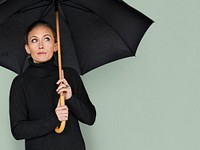 Woman Curious Awareness Umbrella Portrait Concept