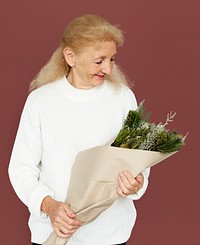 Woman Smiling Happiness Flower Bouquet Portrait Concept