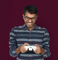 Indian Man Game Controller Console Cheerful Concept