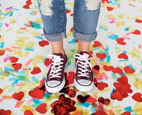 Sneakers Feet Casual Cheerful Party Shoes Concept