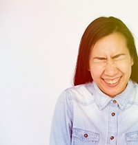 Asian Woman Face Expression Cheerful Portrait Studio