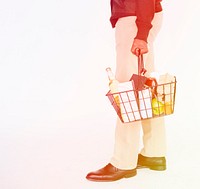 Man Holding Shopping Basket Studio