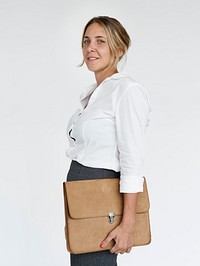 Businesswoman Holding Briefcase Portrait Concept