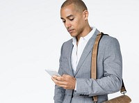Businessman Bag Mobile Phone Portrait Photography Concept