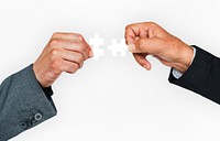 Human Hand Holding Jigsaw Puzzle Connection Corporate Business