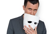 Caucasian Man Sad Mask Concept