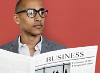 African Descent Business Man Newspaper Concept