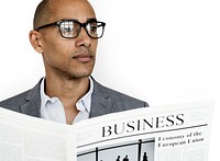 African Descent Business Man Newspaper Concept