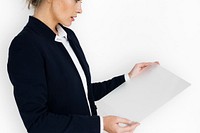 Caucasian Business Woman Holding Document
