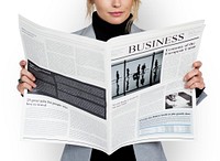 Business Woman Reading Newspaper Concept