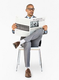 African Descent Business Man Reading Newspaper