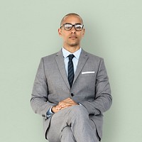 African Descent Business Man Sitting Concept