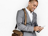 African Descent Business Man Smiling Phone
