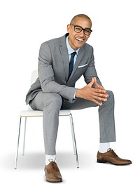 African Descent Business Man Sitting Smiling