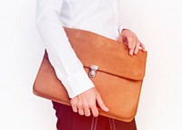 Hands Hold Formal Leather Folder Bag