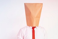 Face Coverd With Paper Bag Studio Portrait