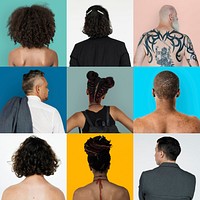 Collages diverse people lifestyle casual back side shoot
