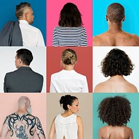 Collages diverse people lifestyle casual back side shoot