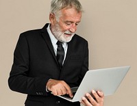 Caucasian Mature Business Man Laptop Concept