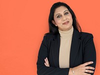 Woman Cheerful Studio Portrait Concept