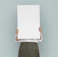 Woman Holding Banner Copy Space Portrait Concept