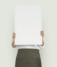 Woman Holding Banner Copy Space Portrait Concept