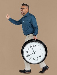 Caucasian Man Rushing Clock