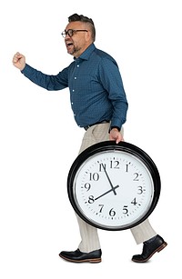 Caucasian Man Rushing Clock